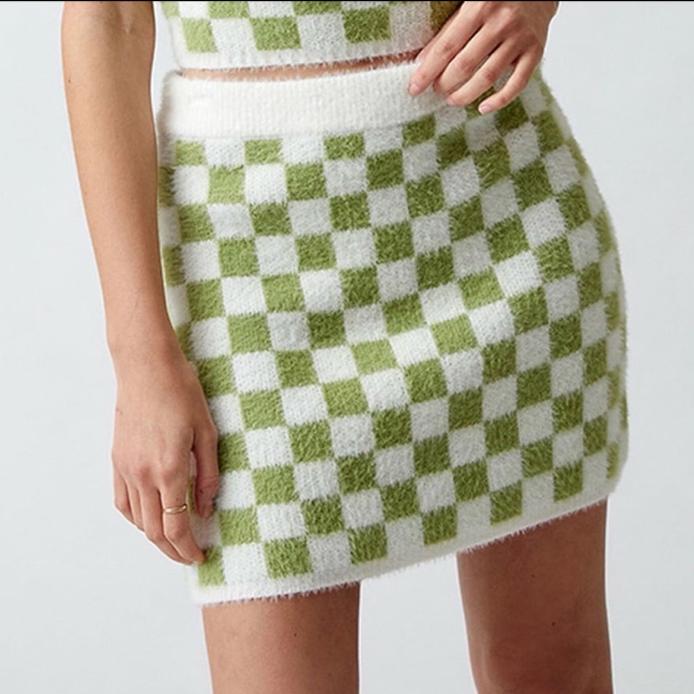 PACSUN - L.A. Hearts Chic Green and White Checkered Mini Skirt